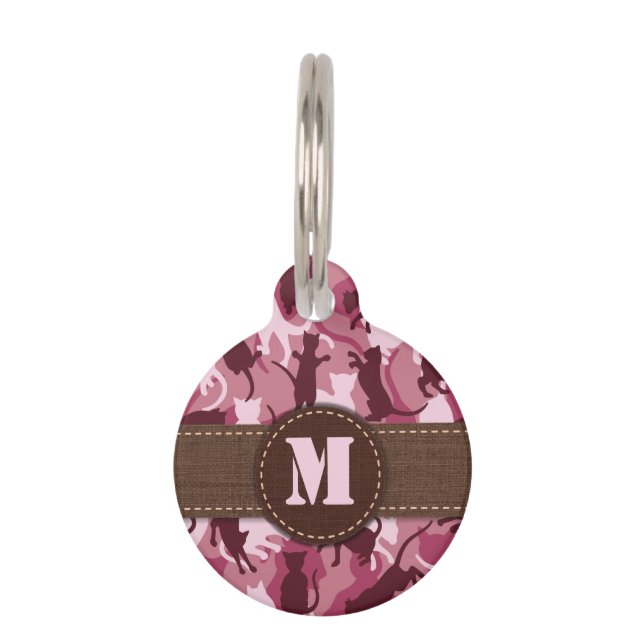 Placa Para Mascotas Camuflaje Rosa Gatos (Anverso)