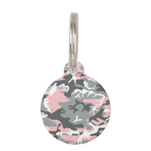 Placa Para Mascotas Camuflaje rosa y gris, ejército, ejército