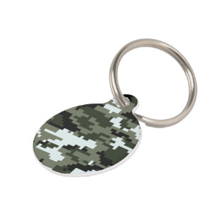Placa Para Mascotas Camuflaje Urbano Digital Pixel de 8 bits / Camo