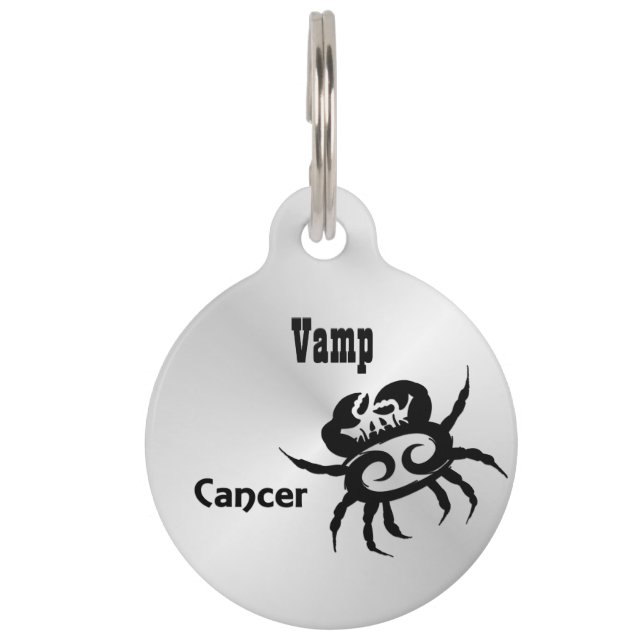 Placa Para Mascotas Cáncer Símbolo y Signo Personal (Anverso)