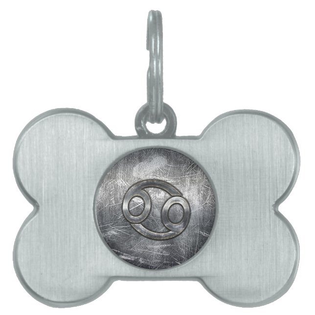 Placa Para Mascotas Cancer Zodiac Symbol Industrial Style (Frente)