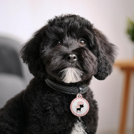 Placa Para Mascotas Canción franco-rosada y negra