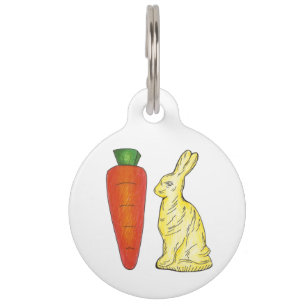 Placa Para Mascotas Candía de Pascua con conejo de chocolate blanco