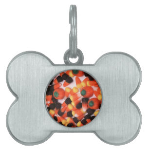 Placa Para Mascotas Candy Corn y calabazas