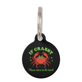 Placa Para Mascotas  Cangrejo Costero Sassy Estética de Playa Bow Vint