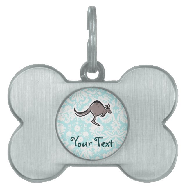 Placa Para Mascotas Canguro lindo del dibujo animado (Frente)