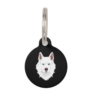 Placa Para Mascotas Canina Husky Siberiana Blanca - Perro de Nieve Bla