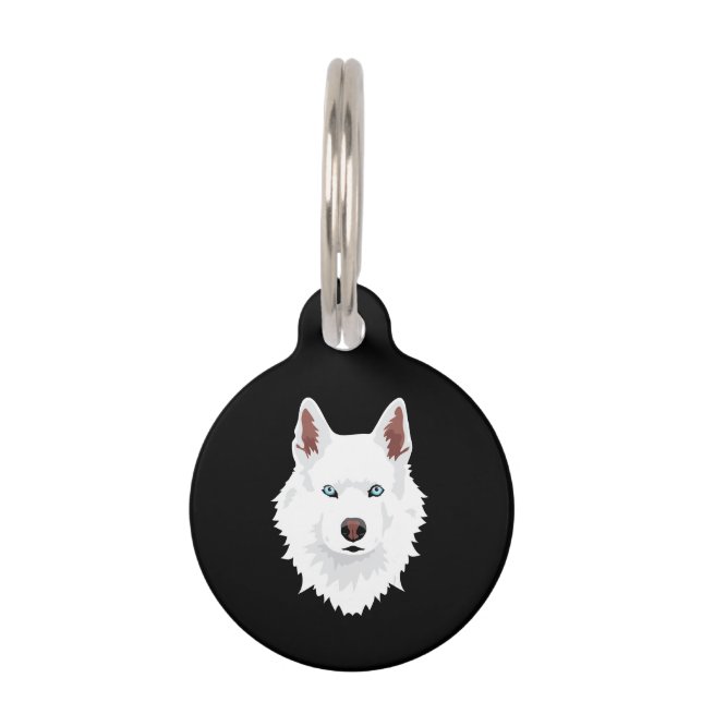 Placa Para Mascotas Canina Husky Siberiana Blanca - Perro de Nieve Bla (Anverso)