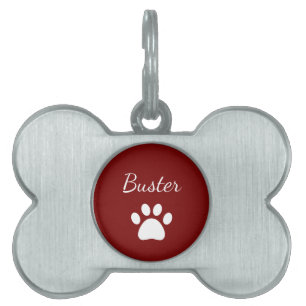 Placa Para Mascotas Canto de dibujo de perro Imprimir guión simple roj