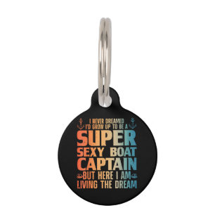 Placa Para Mascotas Capitán De Barco Guay Para Hombres Mujeres Navegan