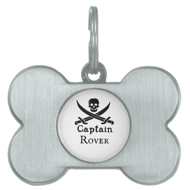 Placa Para Mascotas Capitán Pirata Personalizado (Frente)