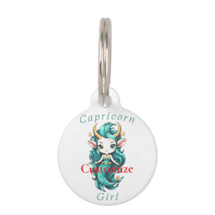 Placa Para Mascotas Capricorn Chica Mermaid Thunder_Cove