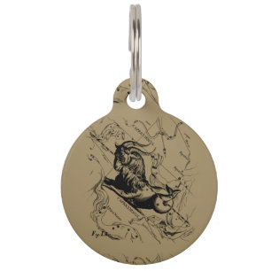 Placa Para Mascotas Capricornio Mapa de Constelación Hevelius alrededo
