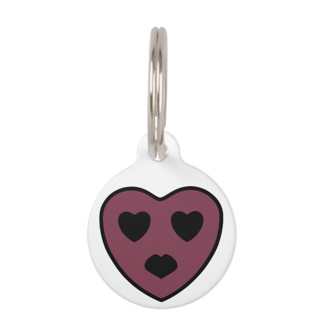 Placa Para Mascotas Cara de corazón (Anverso)