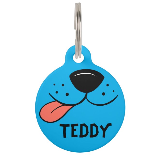 Placa Para Mascotas Cara de perro con lengua (Anverso)