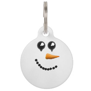 Placa Para Mascotas Cara de Snowman en invierno