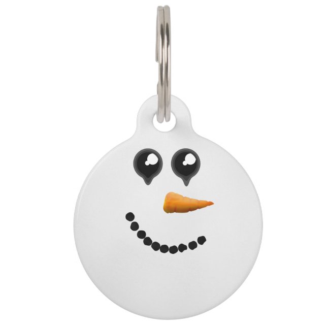 Placa Para Mascotas Cara de Snowman en invierno (Reverso)