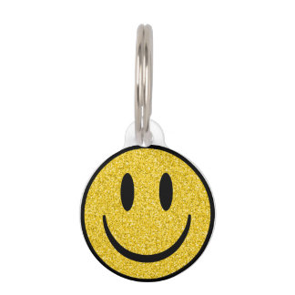 Placa Para Mascotas Cara de sonrisa purpurina