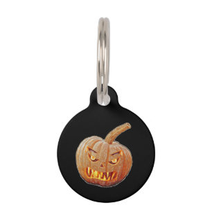 Placa Para Mascotas Cara media y fea de calabaza