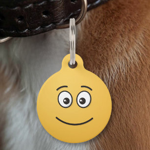 Placa Para Mascotas Cara sonriente con etiqueta de identificación de o