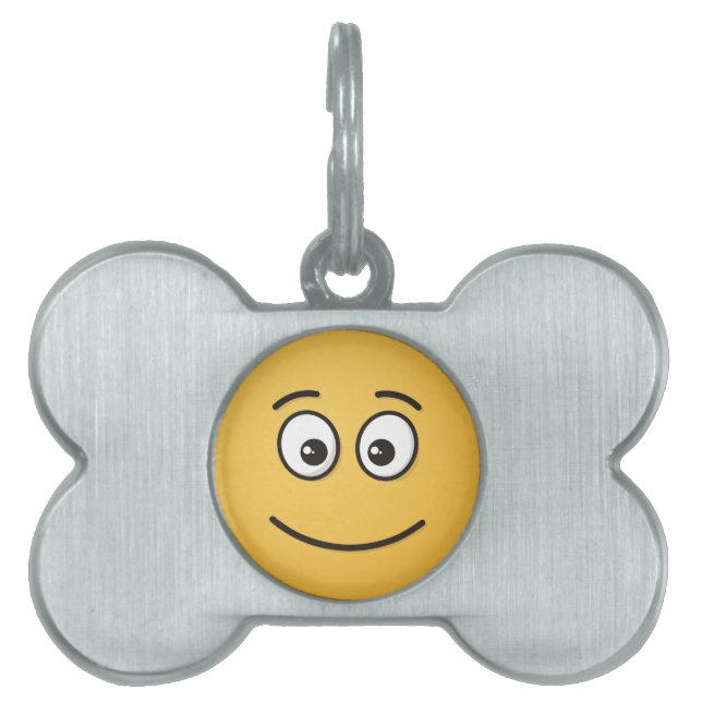 Placa Para Mascotas Cara sonriente con ojos abiertos (Frente)