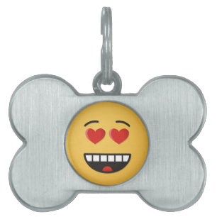 Placa Para Mascotas Cara sonriente con ojos en forma de corazón