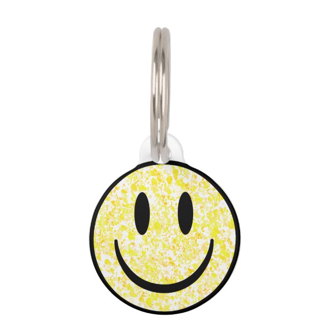 Placa Para Mascotas Cara Sonriente Salpicada (Anverso)
