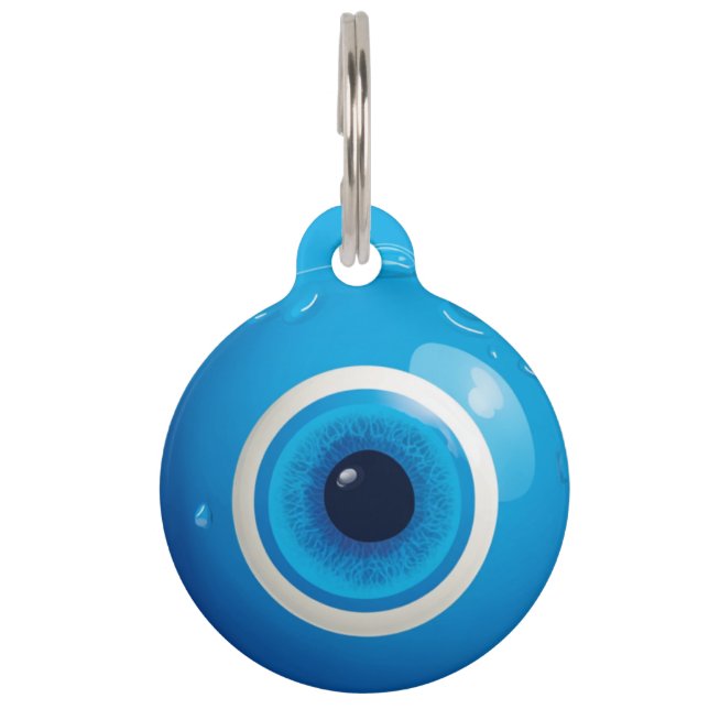 Placa Para Mascotas Carácter espiritual del ojo malvado azul (Anverso)