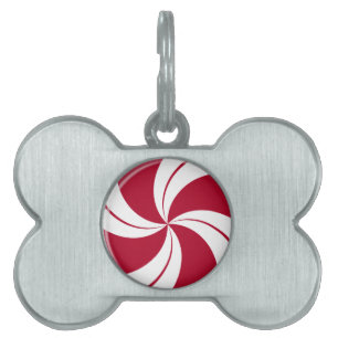 Placa Para Mascotas Caramelo de Raya de Torbellino de Menta