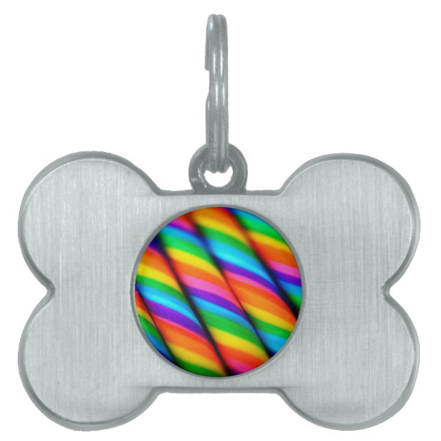 Placa Para Mascotas Caramelos de Bastón de Arcoíris 2 (Frente)