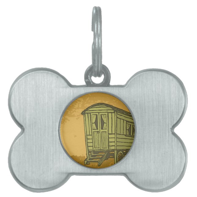 Placa Para Mascotas Caravana gitana (Frente)