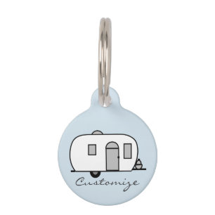Placa Para Mascotas Caravana redondeada de remolque clásico de época