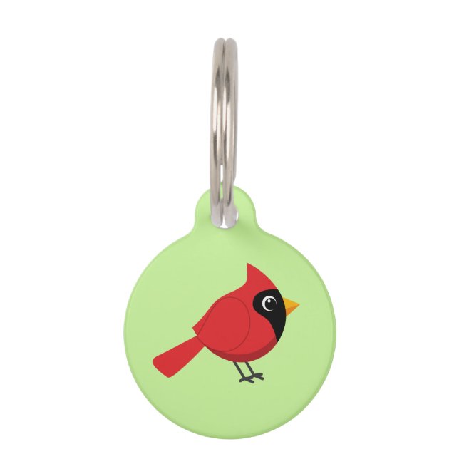 Placa Para Mascotas Cardenal rojo Personalizado con flores (Anverso)