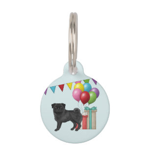 Placa Para Mascotas Carlino negro adorable perro de dibujos animados C