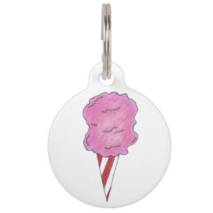 Placa Para Mascotas Carnaval rosado, caramelo de algodón, espuma de az