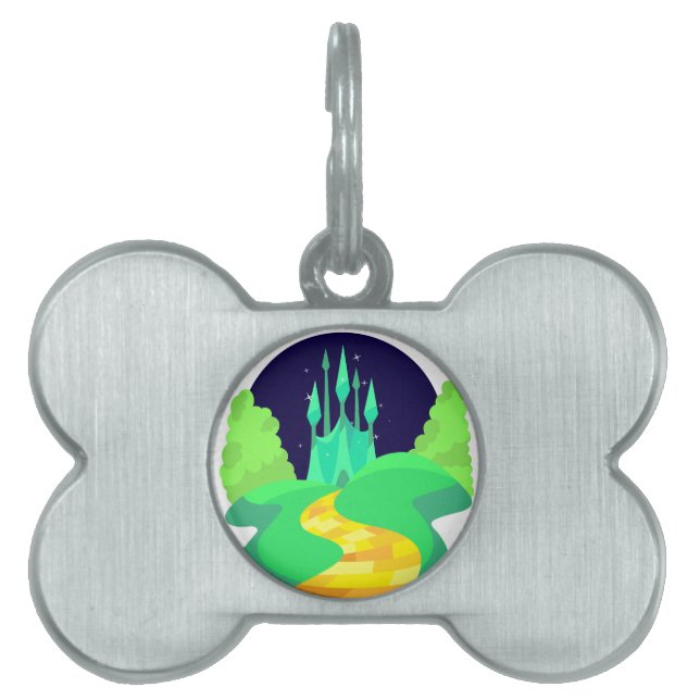 Placa Para Mascotas carretera de ladrillo amarillo (Frente)