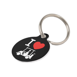 Placa Para Mascotas Carro de golf I Heart (Love)