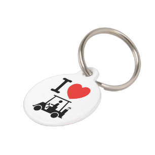 Placa Para Mascotas Carro de golf I Heart (Love)