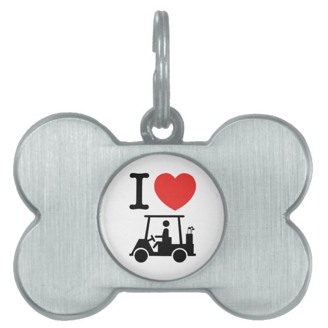 Placa Para Mascotas Carro de golf I Heart (Love) (Frente)
