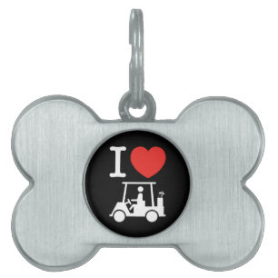 Placa Para Mascotas Carro de golf I Heart (Love)