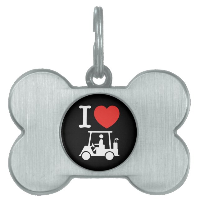Placa Para Mascotas Carro de golf I Heart (Love) (Frente)