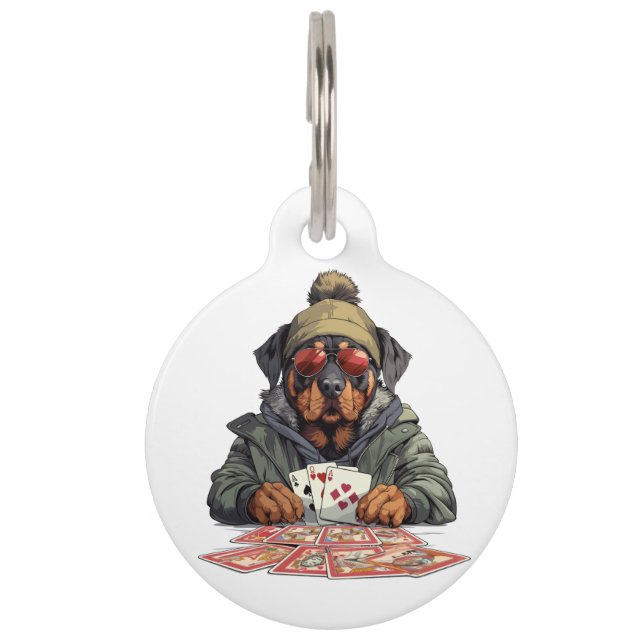 Placa Para Mascotas Cartas de juego de perros Rottweiler (Anverso)