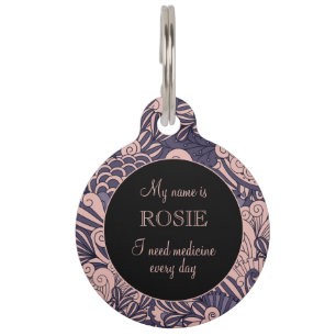 Placa Para Mascotas Cartón Botánico Personalizado Muerto