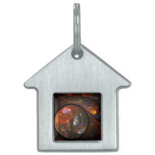 Placa Para Mascotas Casa de arte de resumen de conexión fluida