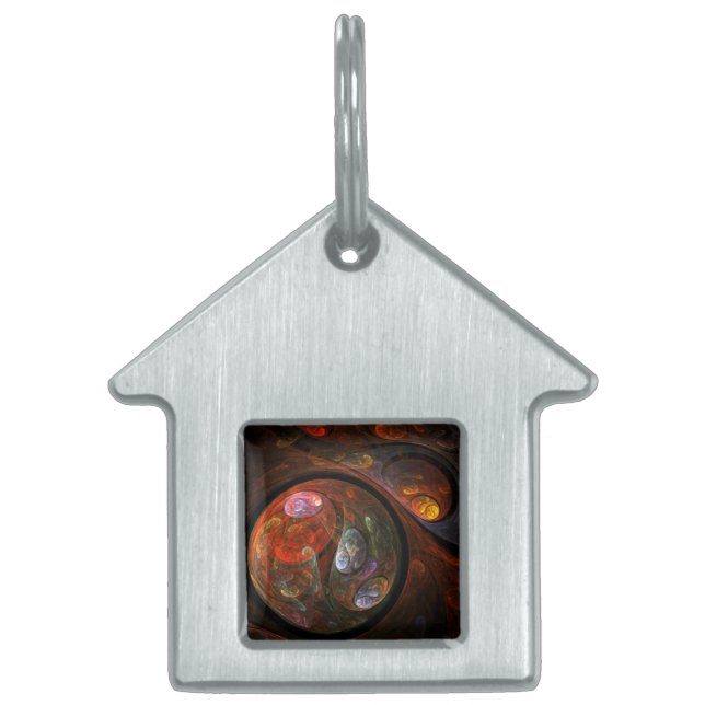Placa Para Mascotas Casa de arte de resumen de conexión fluida (Frente)