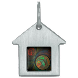 Placa Para Mascotas Casa de arte de resumen verde renacimiento