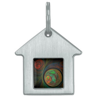 Placa Para Mascotas Casa de arte de resumen verde renacimiento