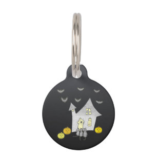 Placa Para Mascotas Casa de Halloween, Gatos Negros, Murciélagos, Cala