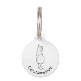 Placa Para Mascotas Cat Back View Round Pet Tag Personalized