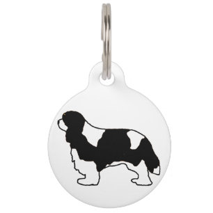Placa Para Mascotas Cavalier King Charles silo blanco y negro